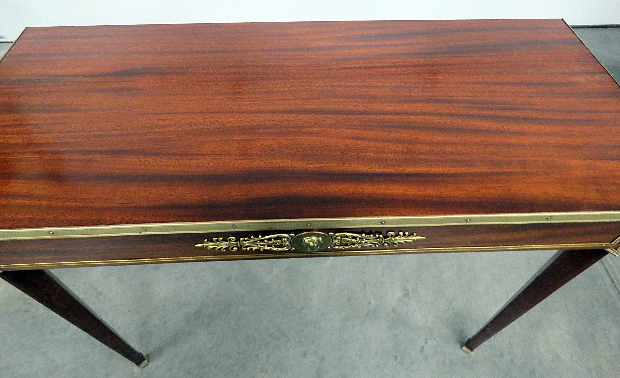 20th Century Mahogany Maison Jansen French Directoire Brass Bound Console Sofa Table
