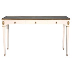 Maison Jansen Style, Console Table, White Painted Wood, Mirror, France, 1970s