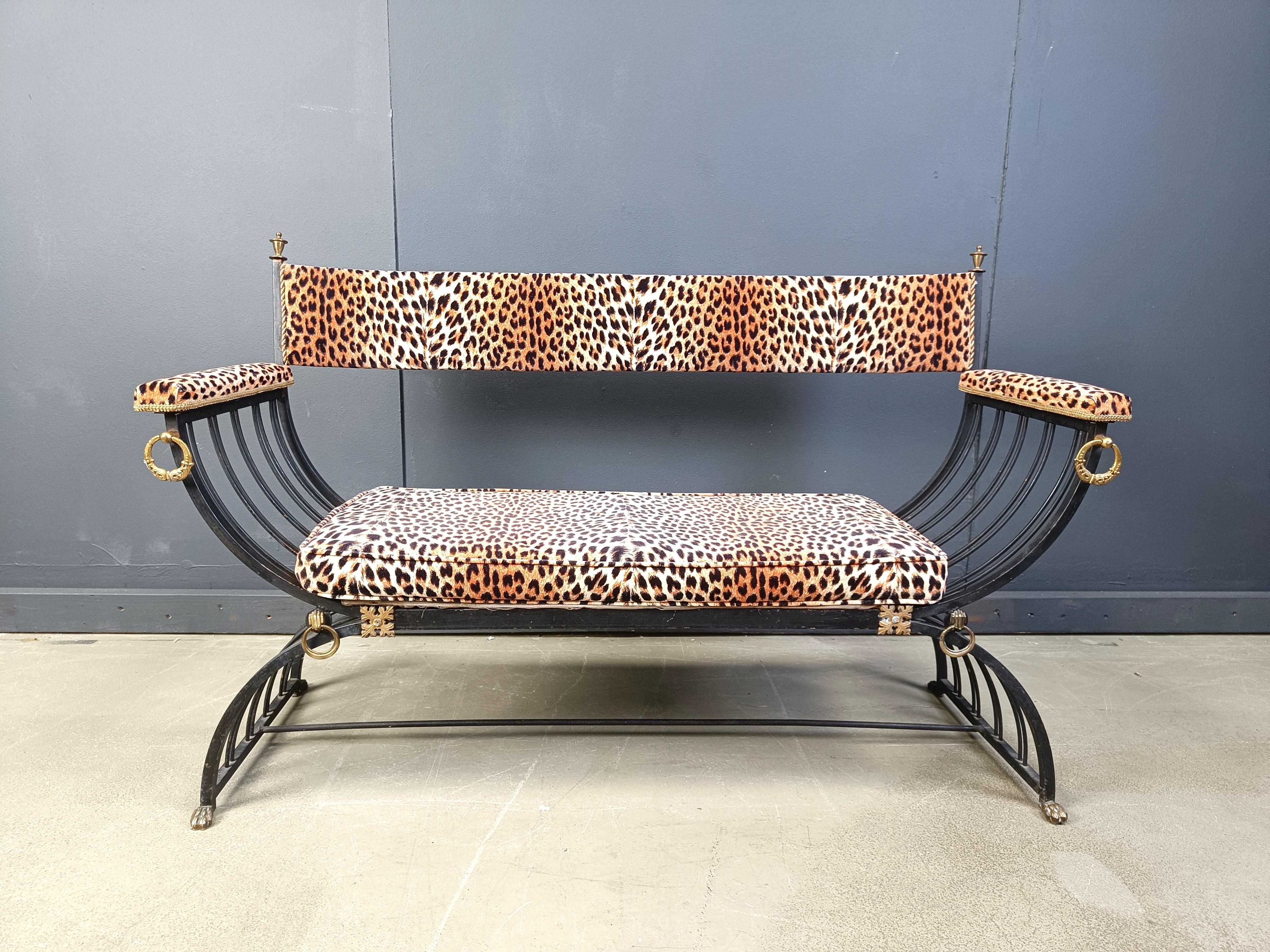 Maison Jansen style Curule Bench, 1960s For Sale 3