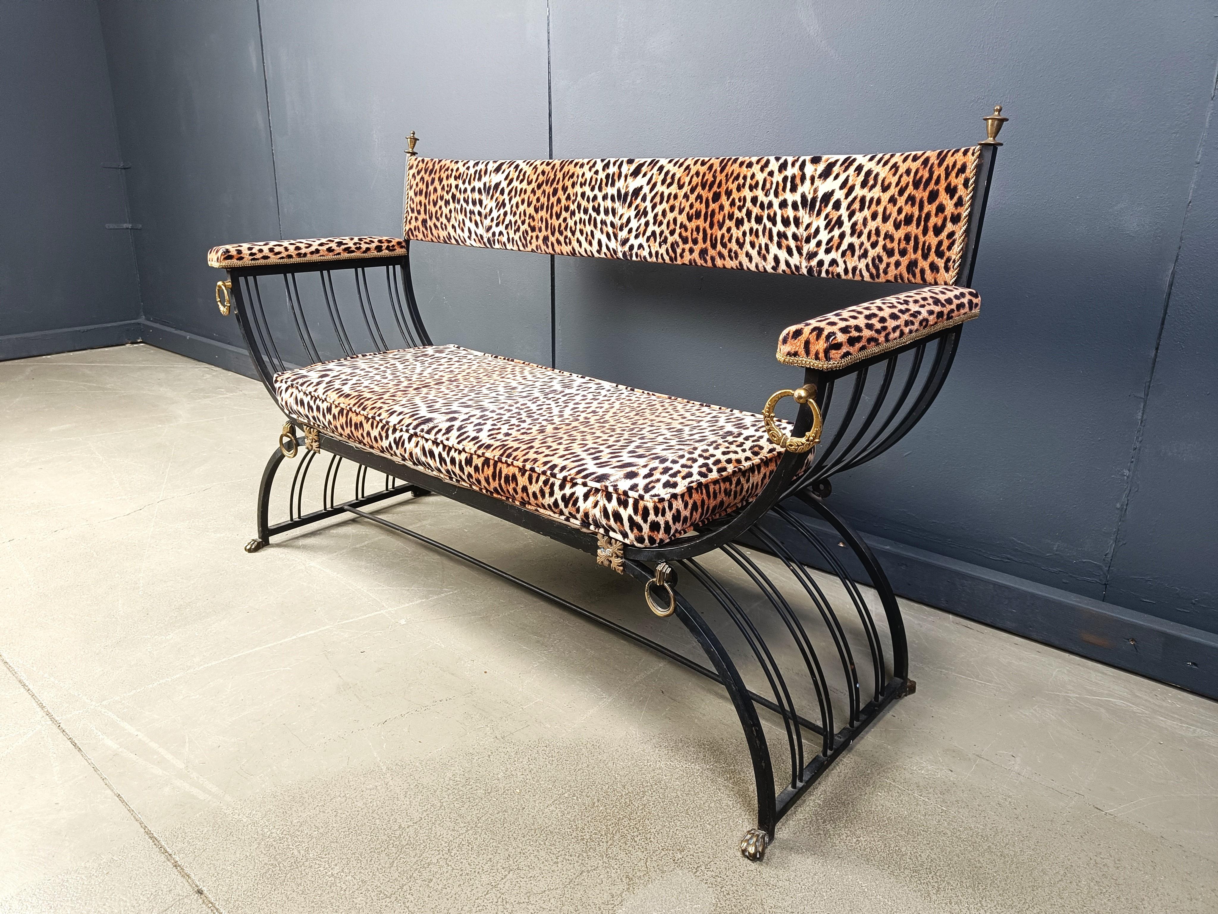 Mid-20th Century Maison Jansen style Curule Bench, 1960s For Sale