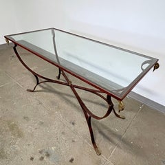 Maison Jansen Style Dining Table With Bronze Swan Finials Circa 1940s