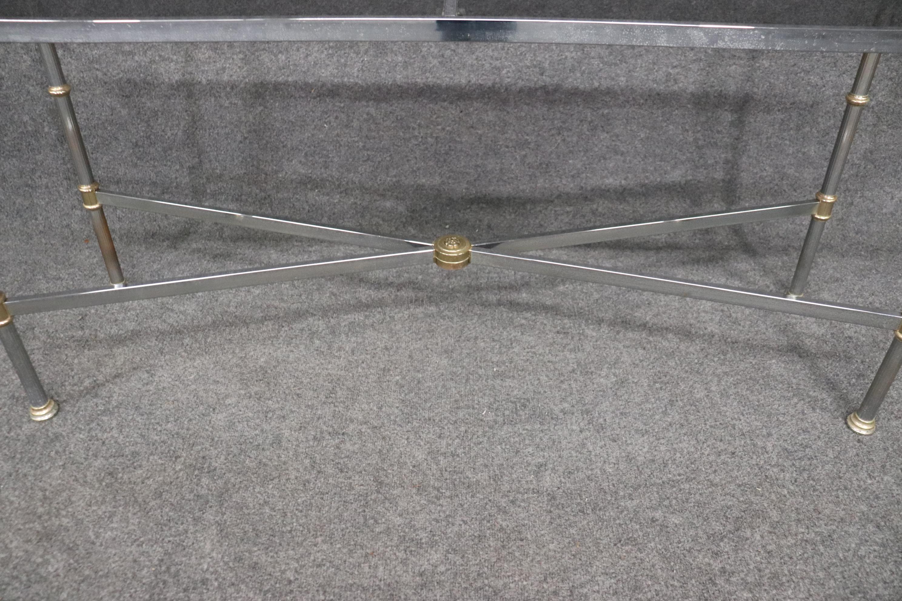 Table console en acier chromé de style Directoire de la Maison Jansen avec verre fumé 4