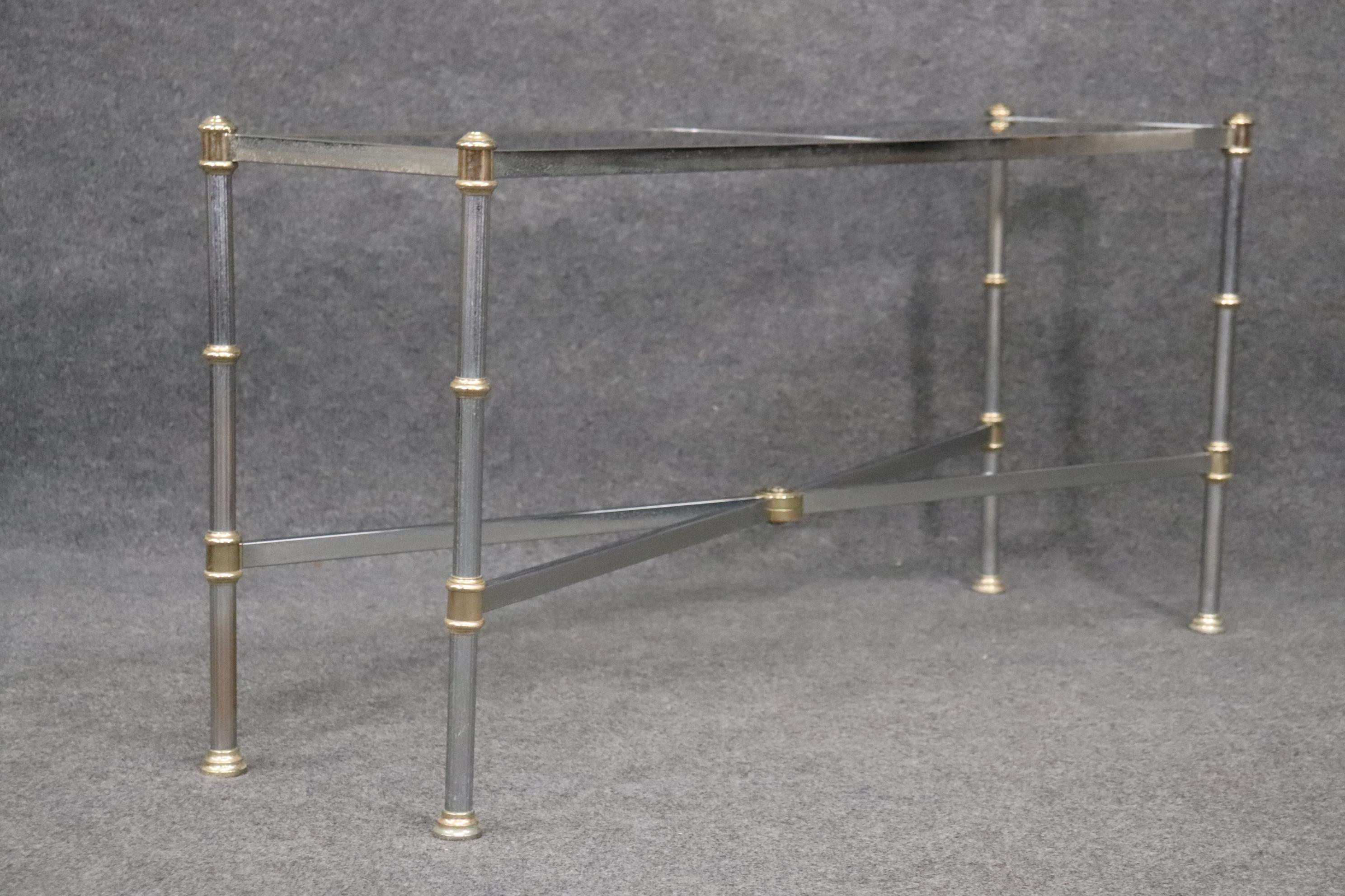 Maison Jansen Style Directoire Chromed Steel Console Table with Smoked Glass In Good Condition In Swedesboro, NJ