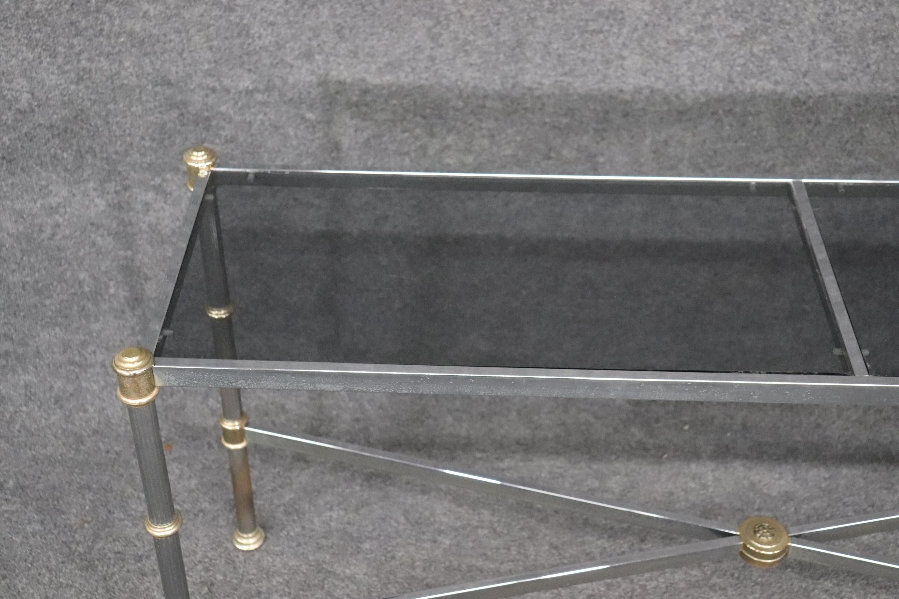 Table console en acier chromé de style Directoire de la Maison Jansen avec verre fumé 2