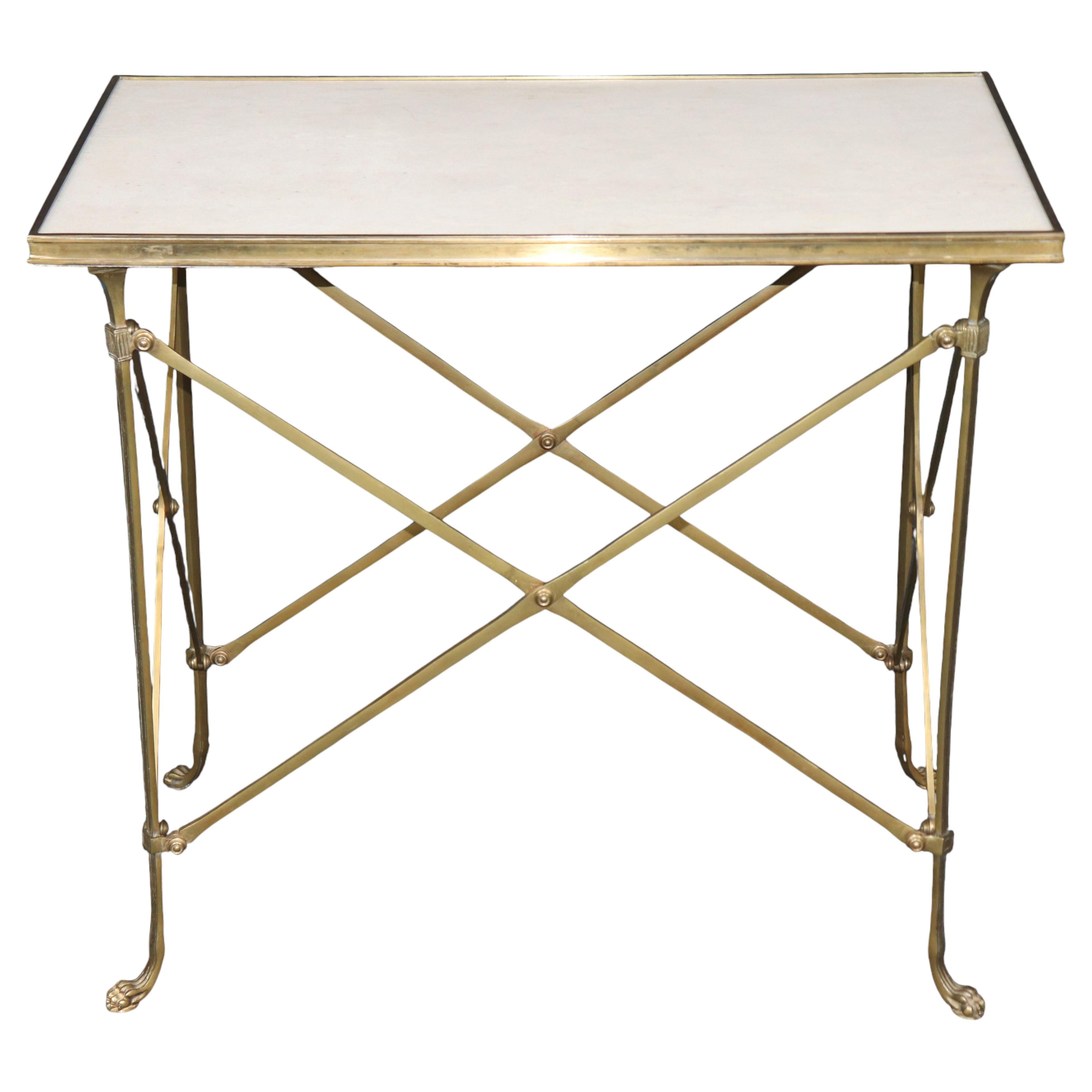 Maison Jansen Style Directoire Granite Top & Brass End Table For Sale