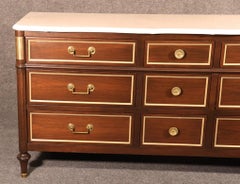 Maison Jansen Style Directoire Mahogany and White Marble Top Triple Dresser