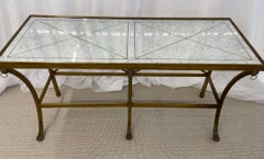 Maison Jansen Style Distressed Mirror, Console Table, Gilt Metal