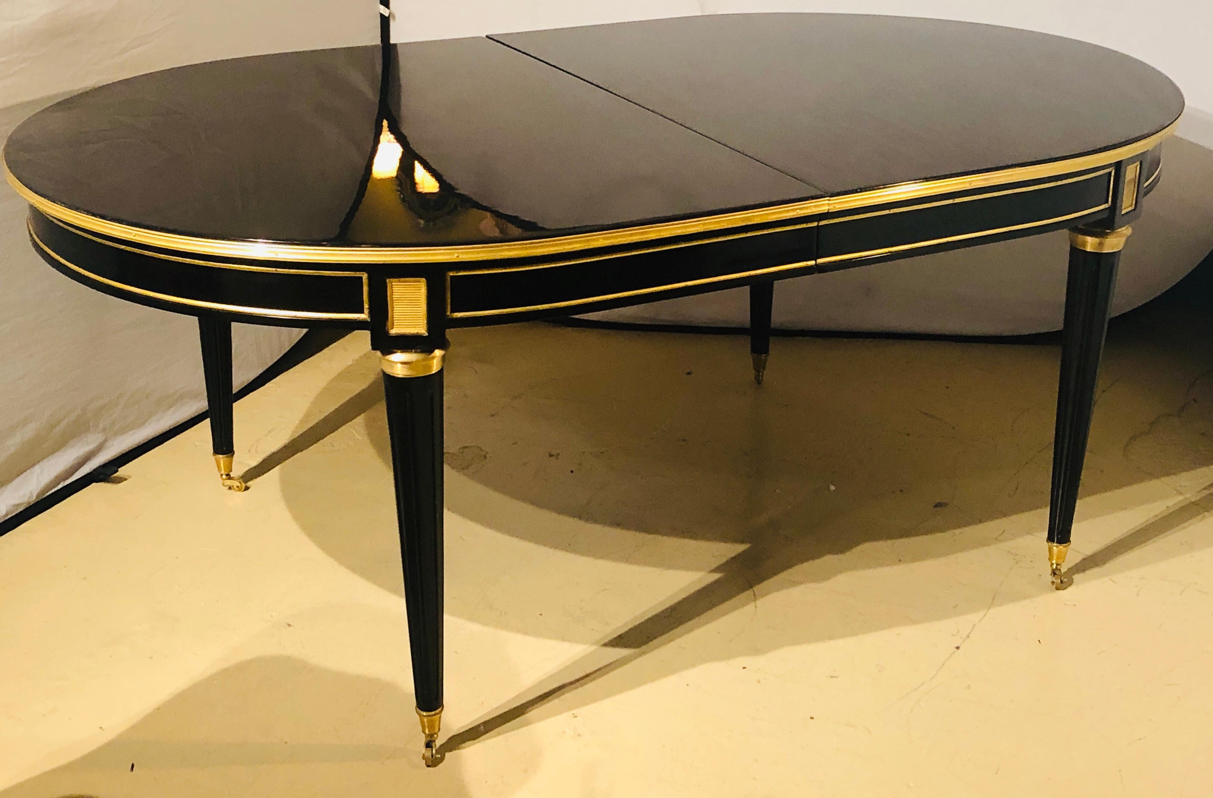 Maison Jansen Style Ebony Lacquered Dining Table in Hollywood Regency Fashion 2