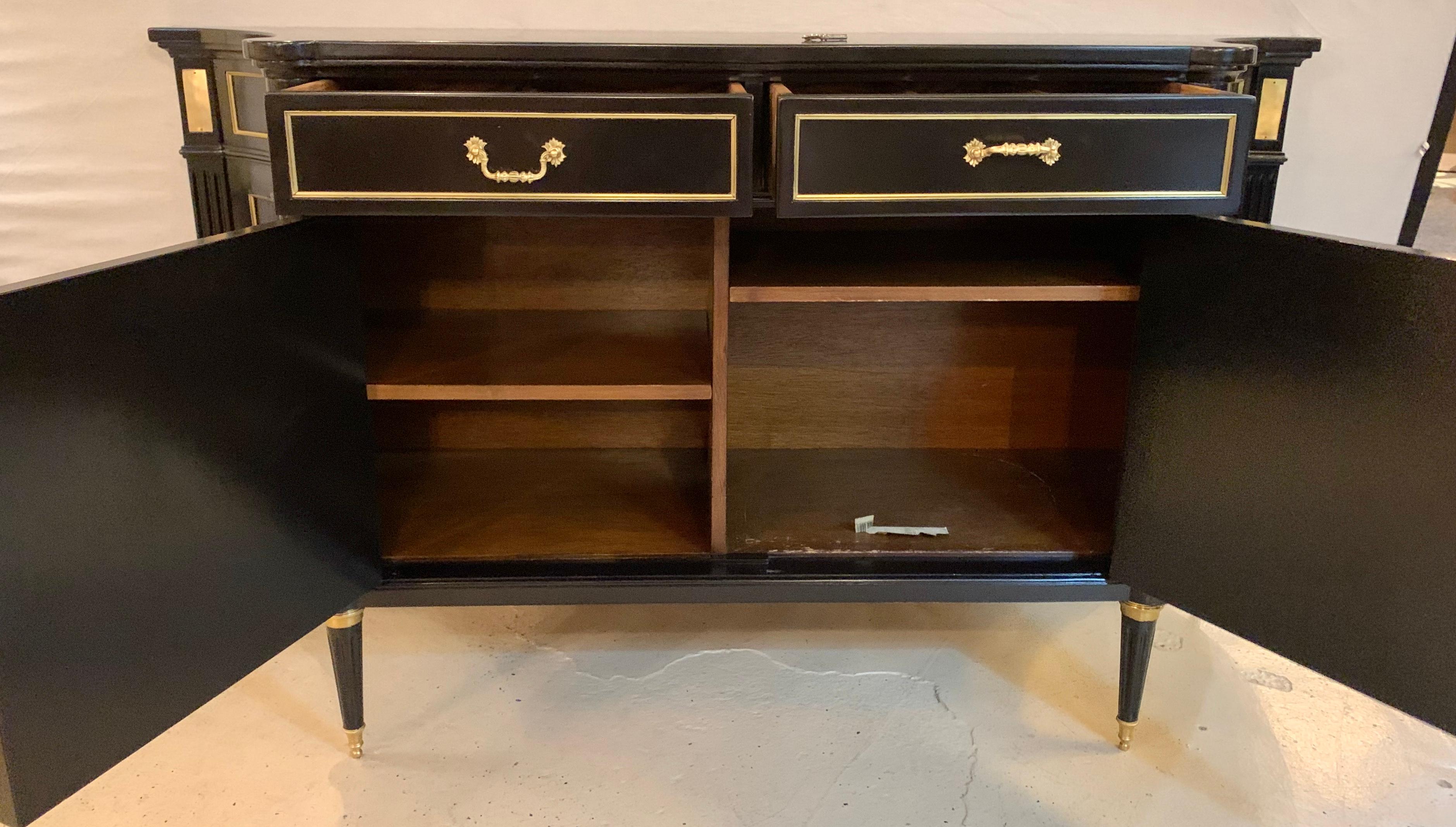 Maison Jansen Style Ebony Sideboard Commode Cabinet Hollywood Regency Era 9