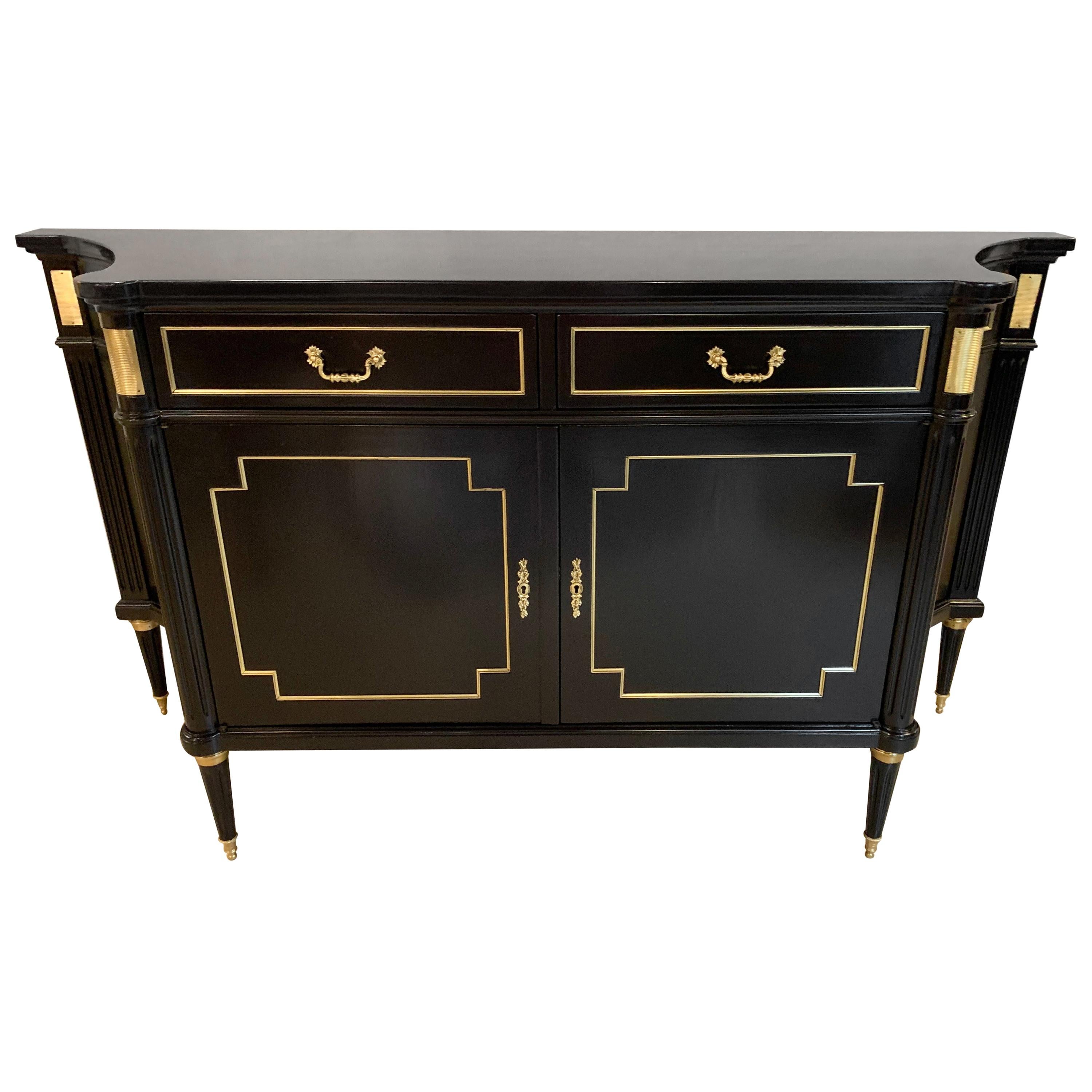 Maison Jansen Style Ebony Sideboard Commode Cabinet Hollywood Regency Era