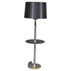 Maison Jansen Style Faux Bamboo Brass and Steel Table Floor Lamp circa 1960s