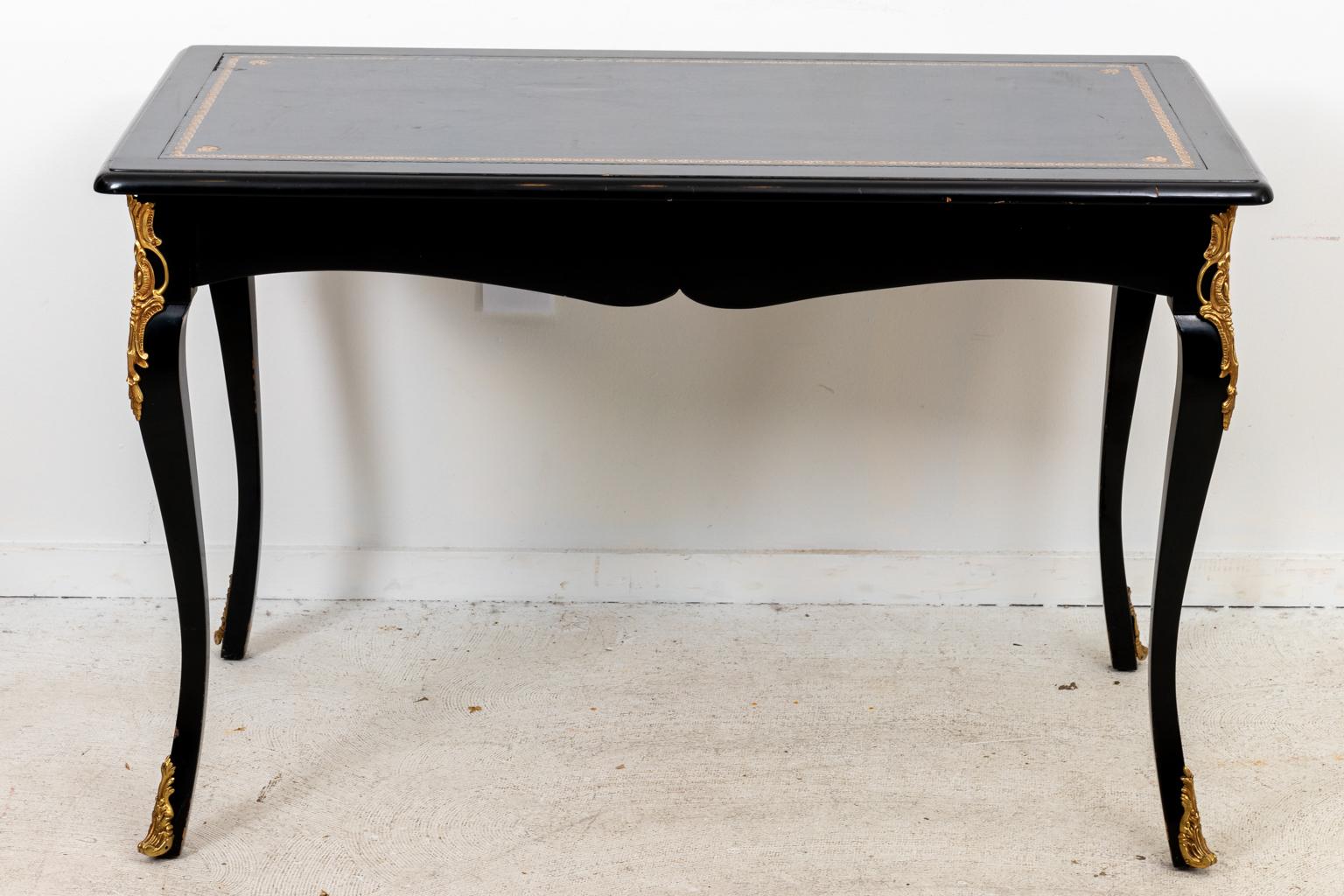 Maison Jansen Style French Black Lacquer Desk 1
