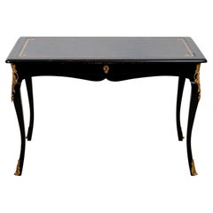 Maison Jansen Style French Black Lacquer Desk