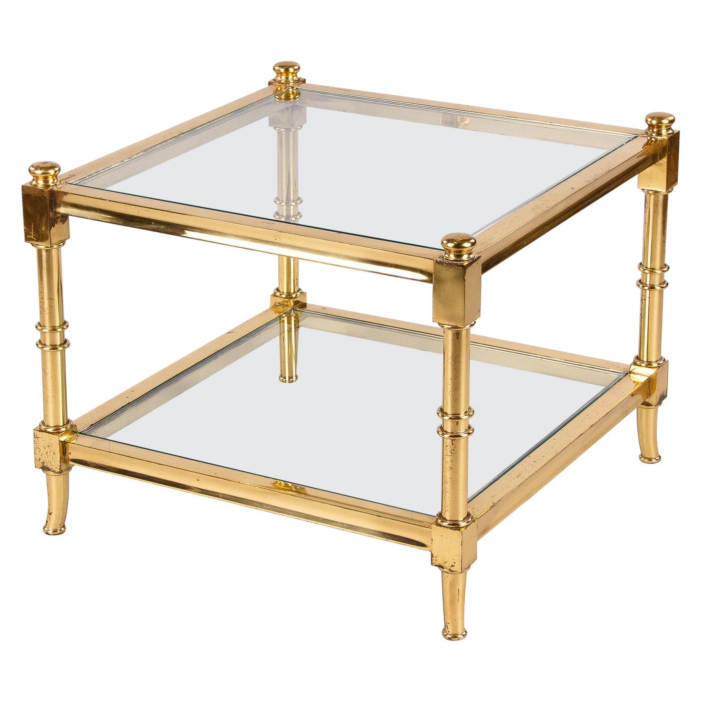 Maison Jansen Style French Brass Side Table, 1960s For Sale