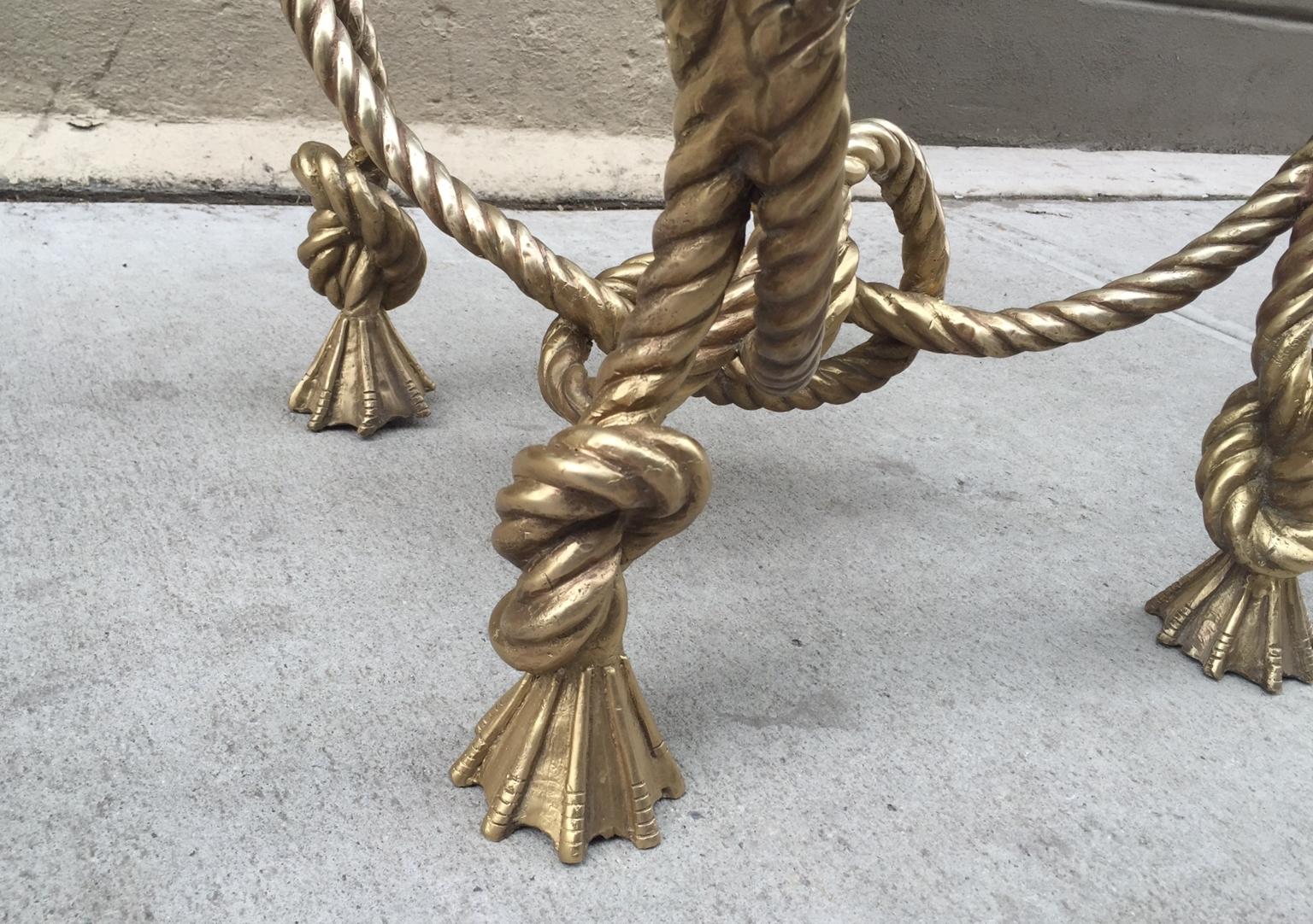 Französischer Bronze-Seil-Couchtisch im Maison Jansen-Stil im Angebot 1