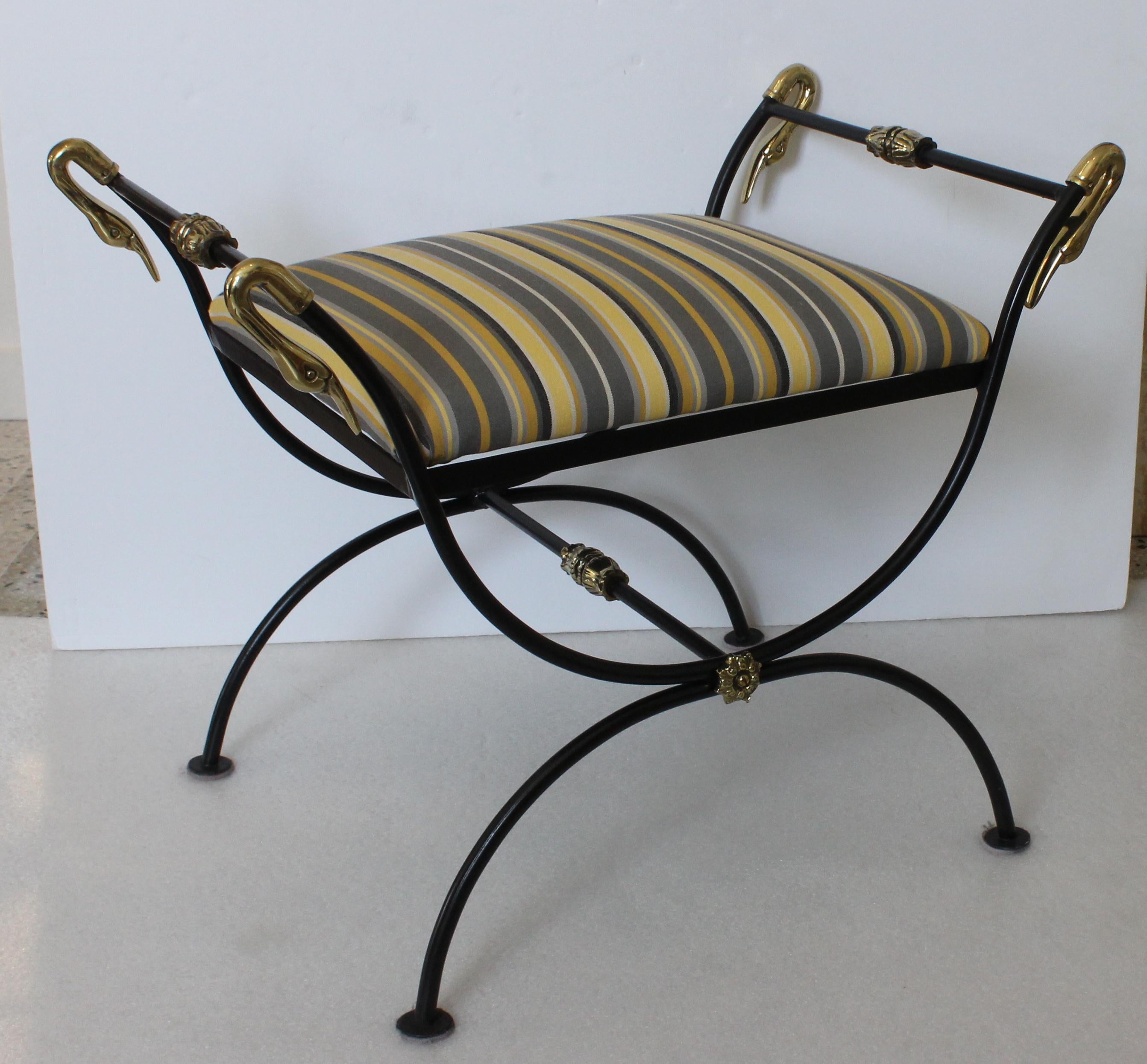 Fabric Maison Jansen Style French Empire Bench  For Sale