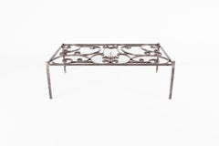Maison Jansen Style French Iron and Glass Top Coffee Table