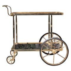 Maison Jansen Style French Neoclassical Brass Bar Cart