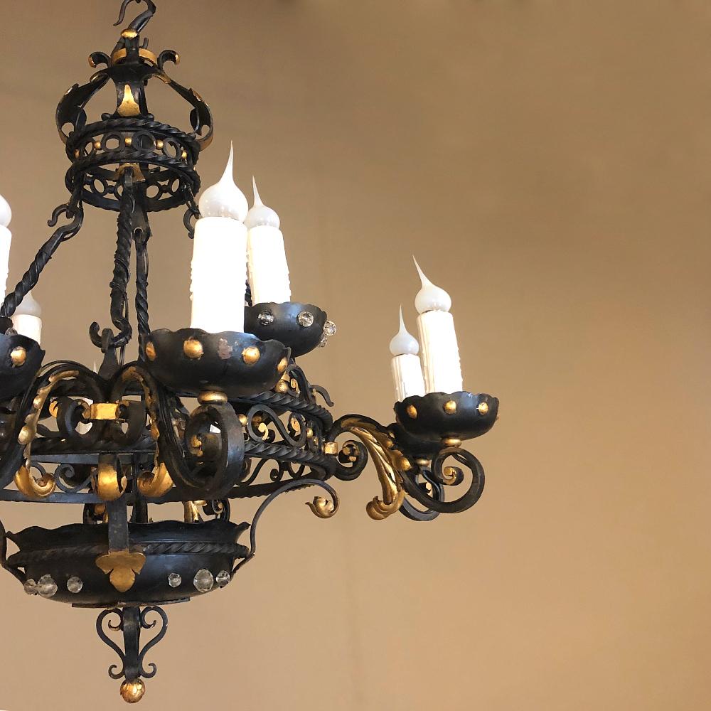 Maison Jansen Style French Wrought Iron Chandelier For Sale 4