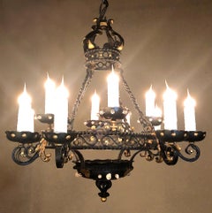 Maison Jansen Style French Wrought Iron Chandelier