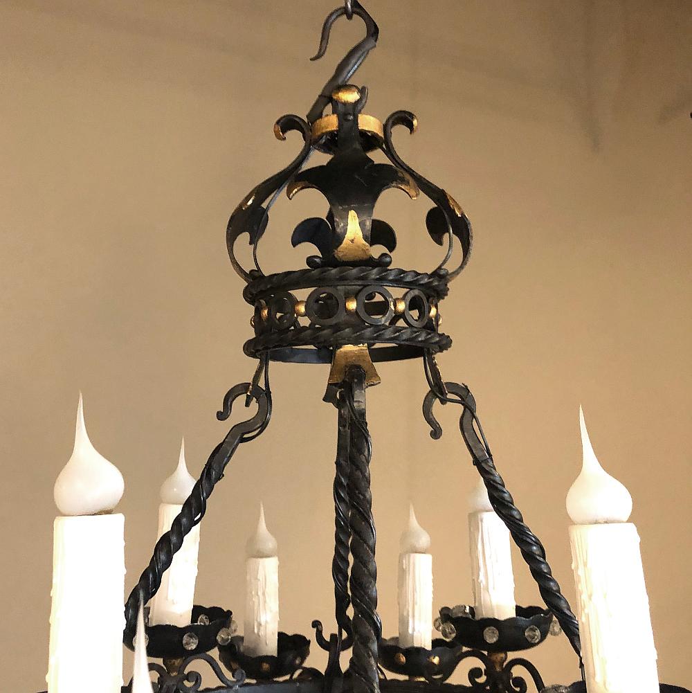 Mid-Century Modern Maison Jansen Style French Wrought Iron Chandelier For Sale