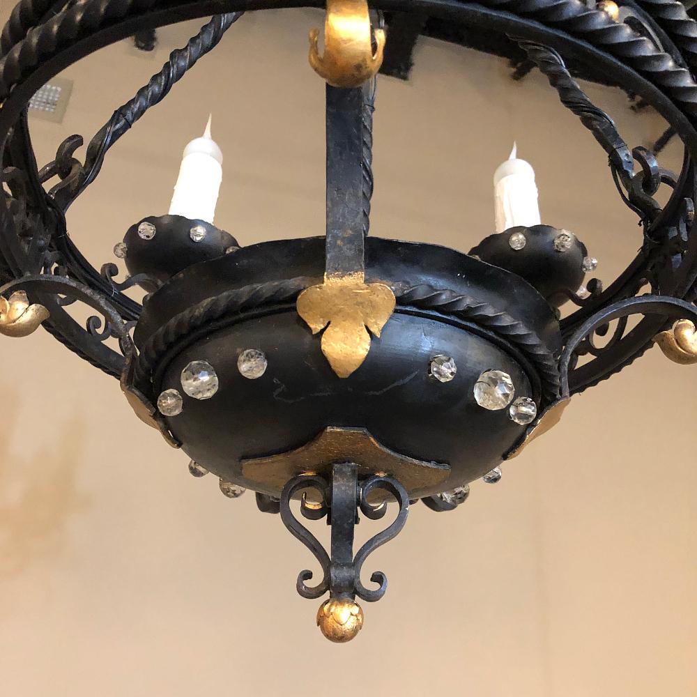 20th Century Maison Jansen Style French Wrought Iron Chandelier For Sale