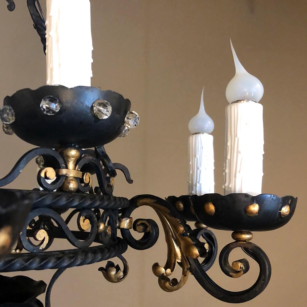 Maison Jansen Style French Wrought Iron Chandelier For Sale 1