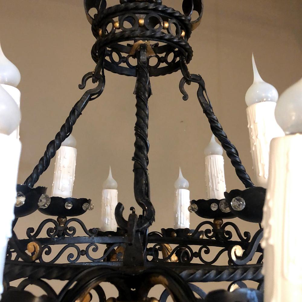 Maison Jansen Style French Wrought Iron Chandelier For Sale 2