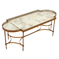 Maison Jansen Style Gilt Brass Coffee Table, French, 1960s