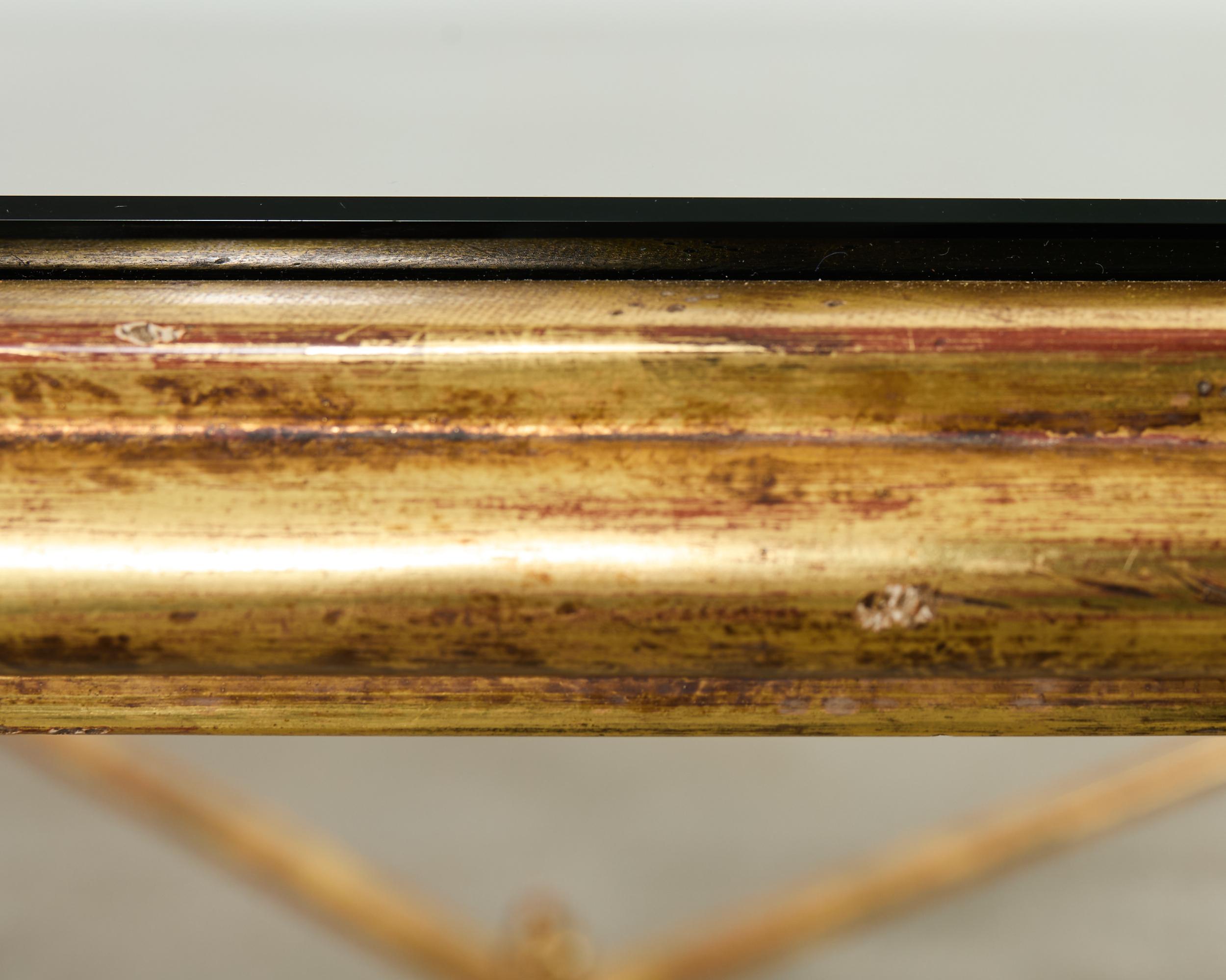 Mesa de centro de cóctel de hierro dorado estilo Maison Jansen en venta 5