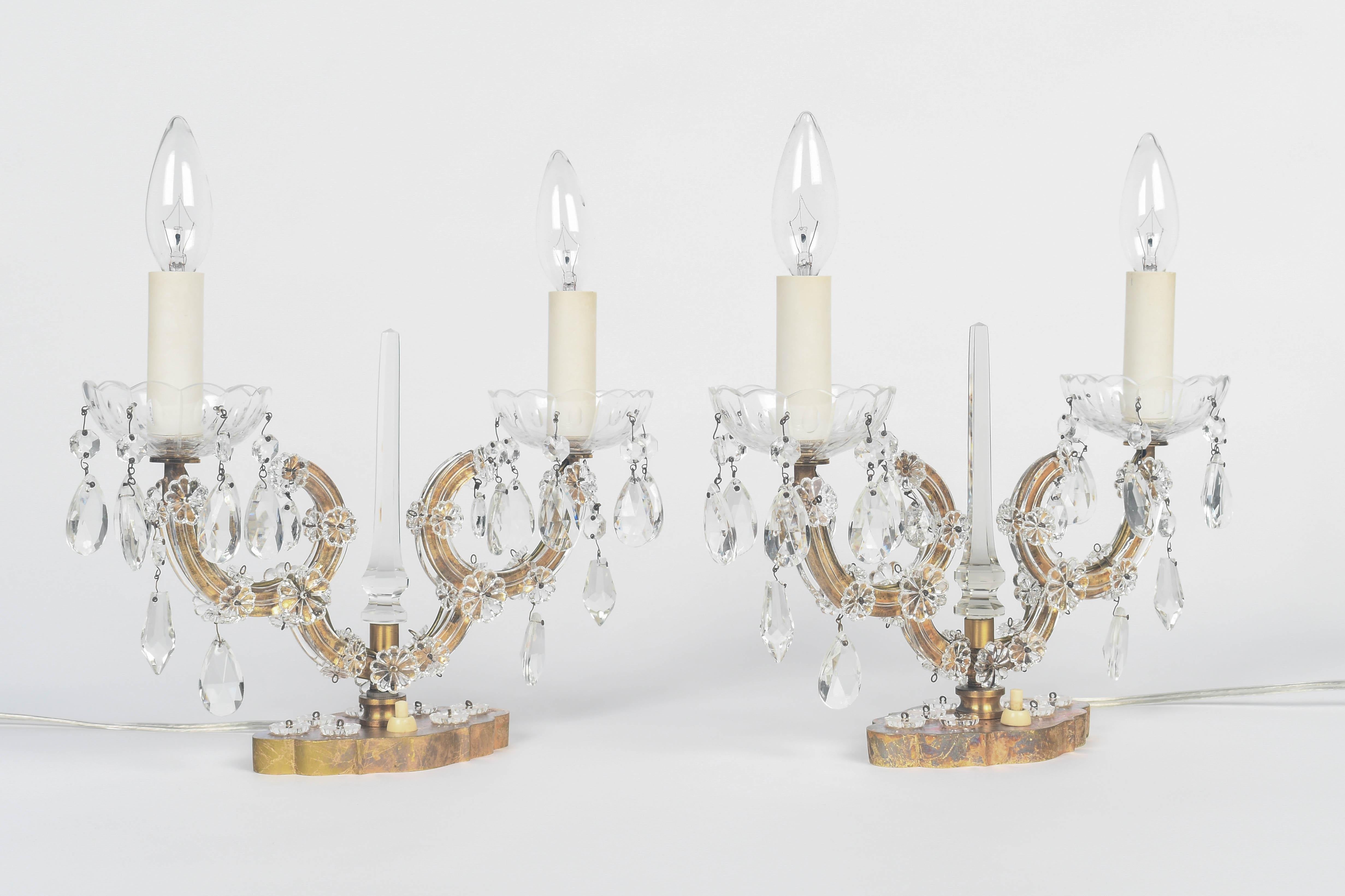 Louis XV Maison Jansen Style Girandole Table Lamps Pair