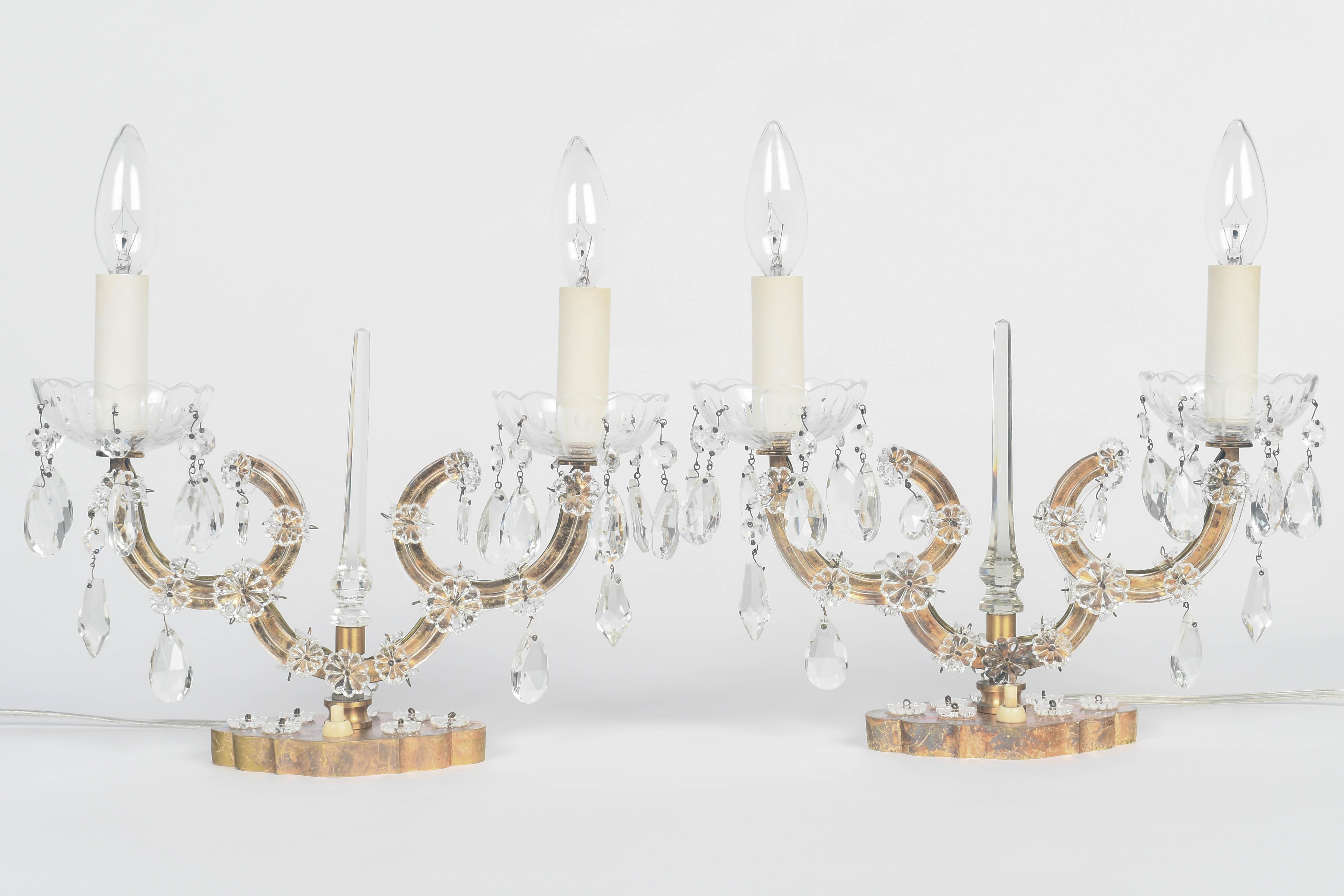 French Maison Jansen Style Girandole Table Lamps Pair