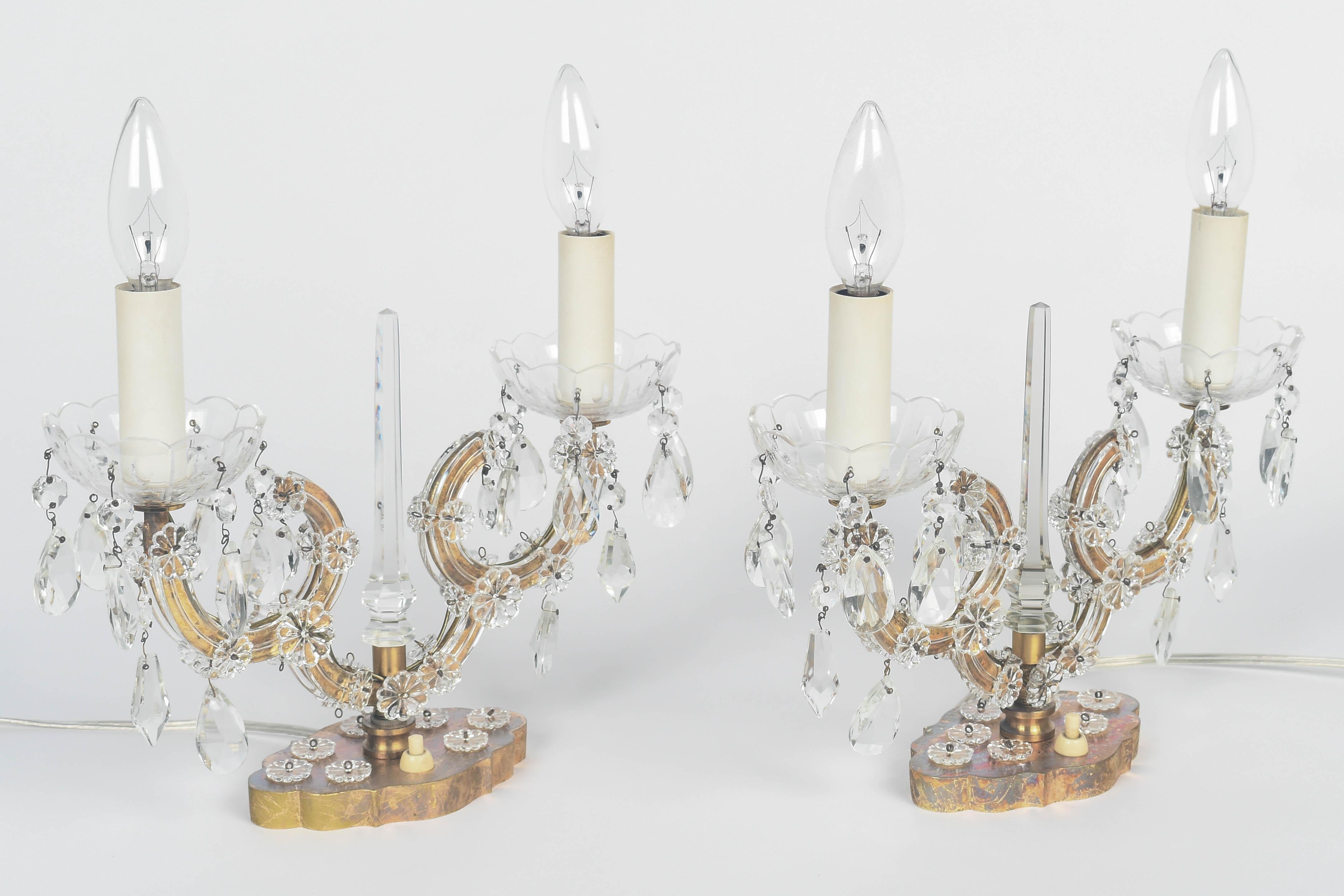 20th Century Maison Jansen Style Girandole Table Lamps Pair