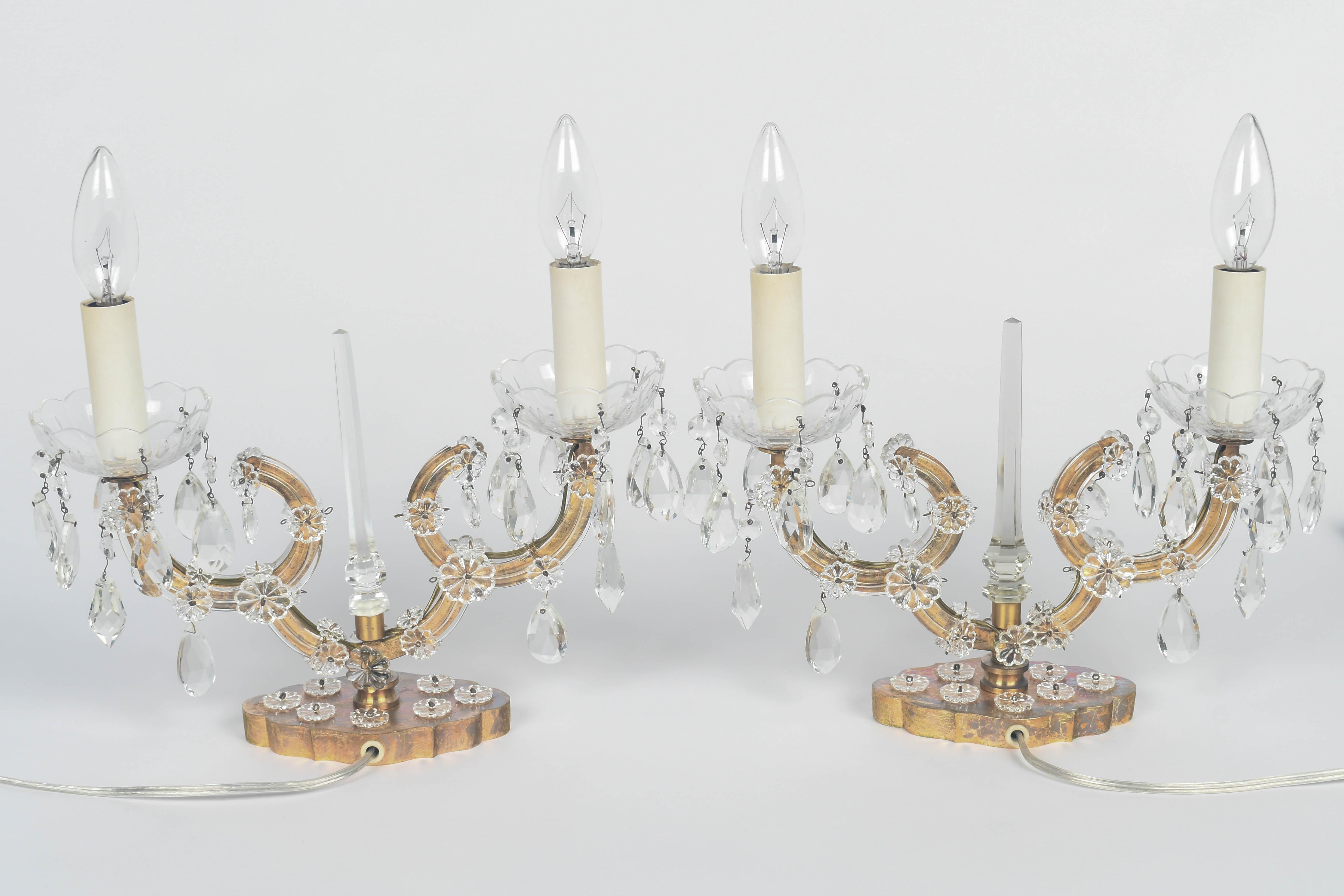 Brass Maison Jansen Style Girandole Table Lamps Pair