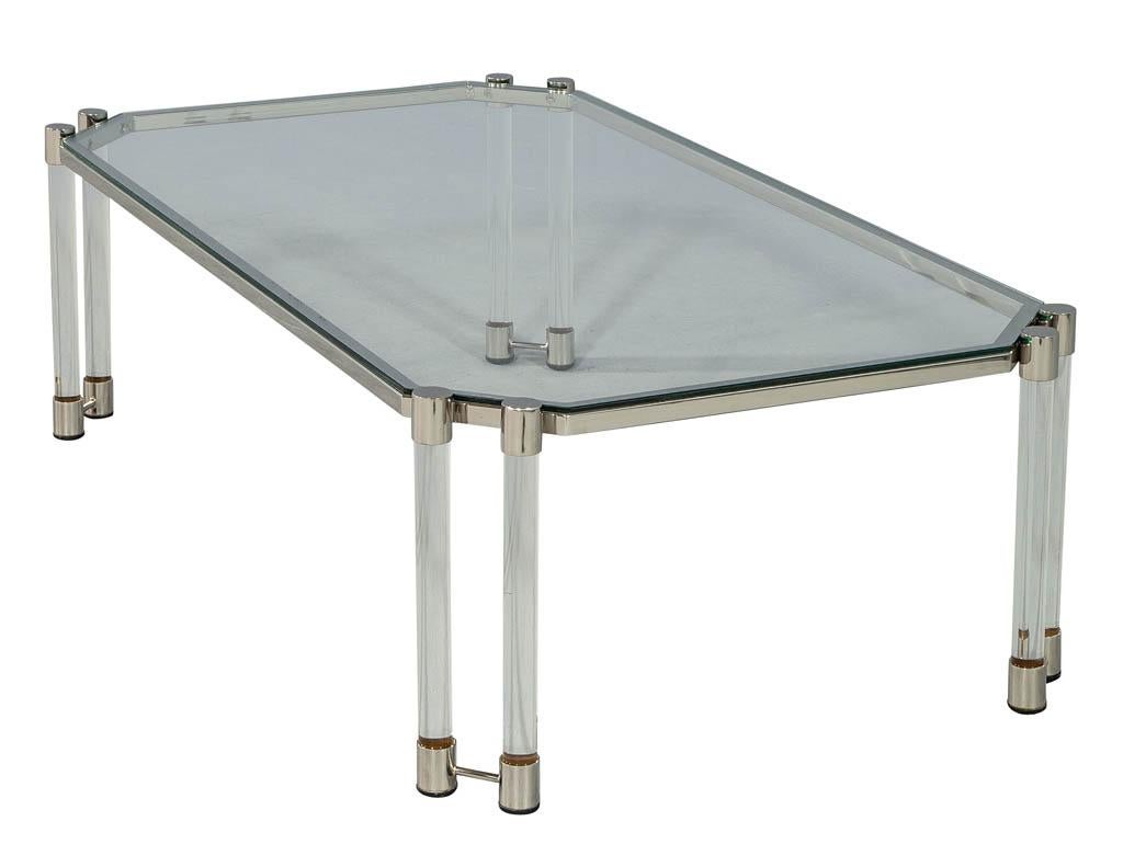 French Maison Jansen Style Glass Acrylic Modern Cocktail Table For Sale