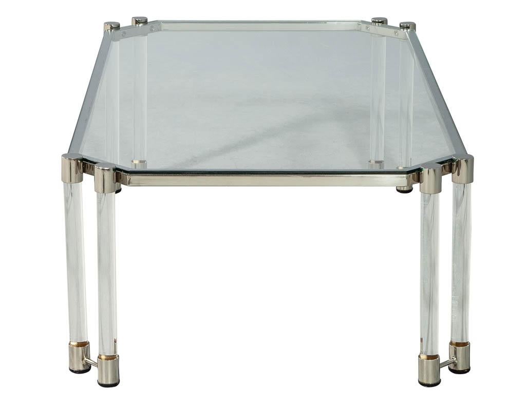 Late 20th Century Maison Jansen Style Glass Acrylic Modern Cocktail Table For Sale