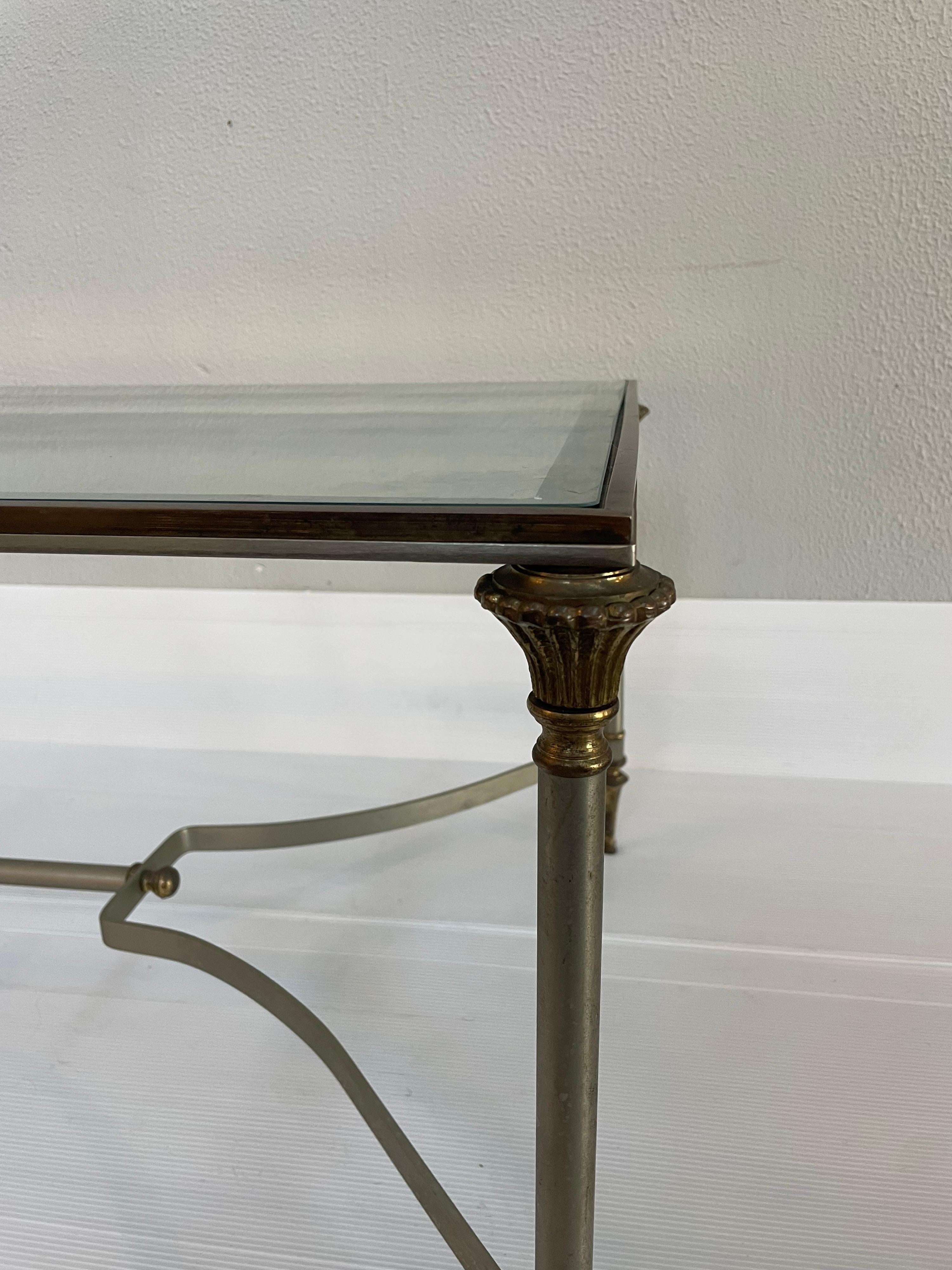Neoclassical Maison Jansen Style Glass Coffee Table