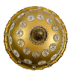 Maison Jansen Style Glass & Gilt Metal Semi-Flush