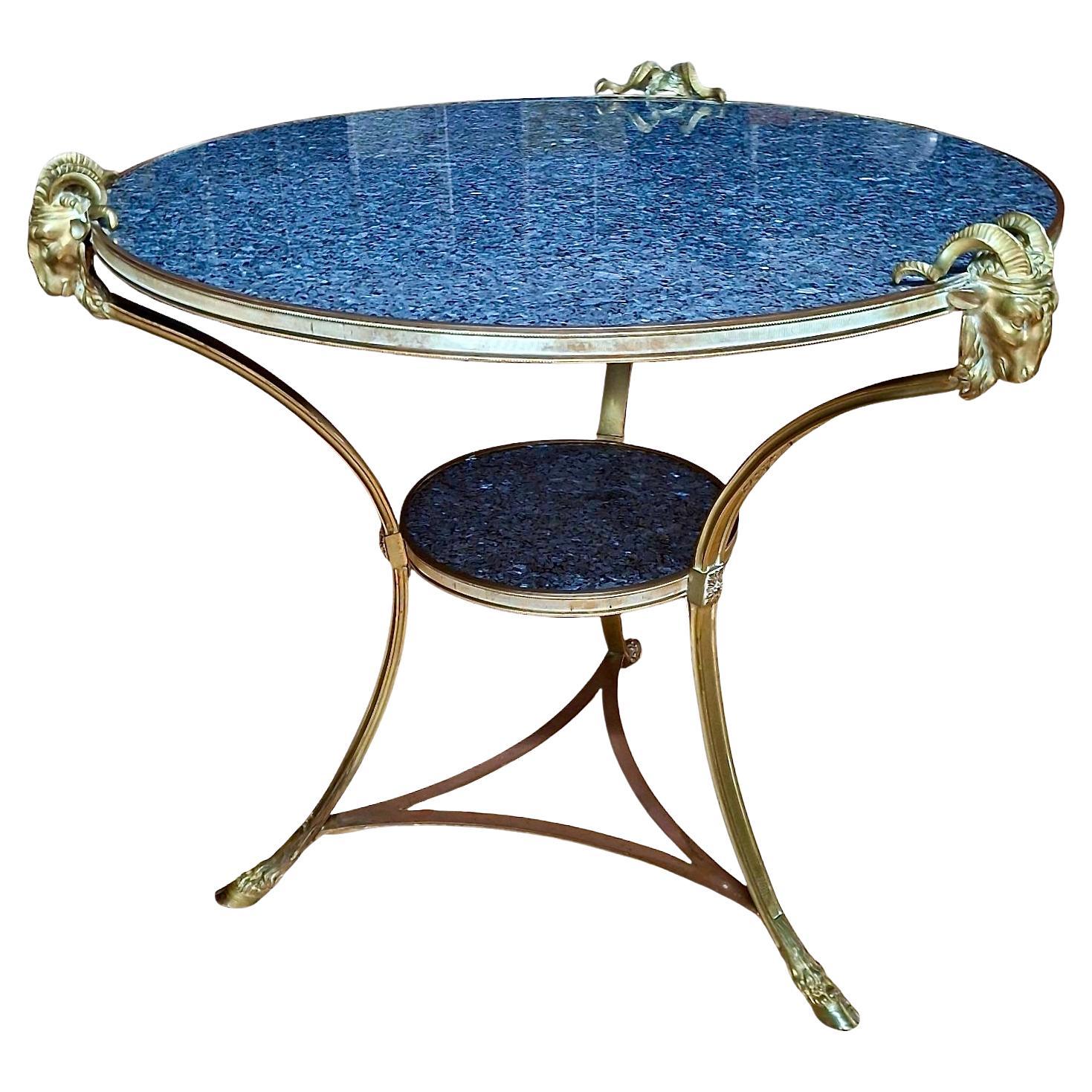 Maison Jansen-style Guéridon Marble and Gilt Bronze Table