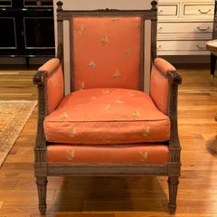 Maison Jansen Style, Gustavian, Louis XVI, Armchairs, Gray Distressed Paint