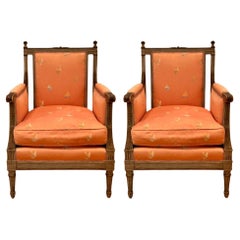 Sessel im Stil von Maison Jansen, Gustavianisch, Louis XVI., Sessel, graue Distressed-Farbe