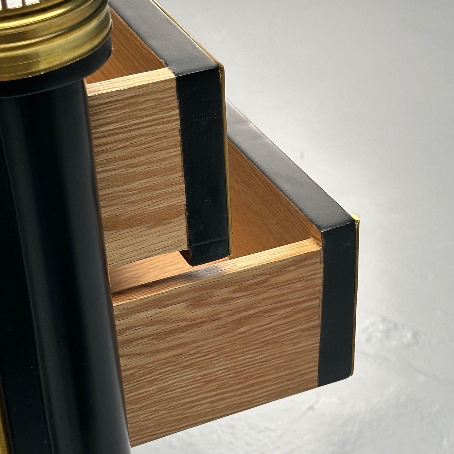 Maison Jansen Style, Hollywood Regency, Brass, Marble, Ebonized Nightstands For Sale 3