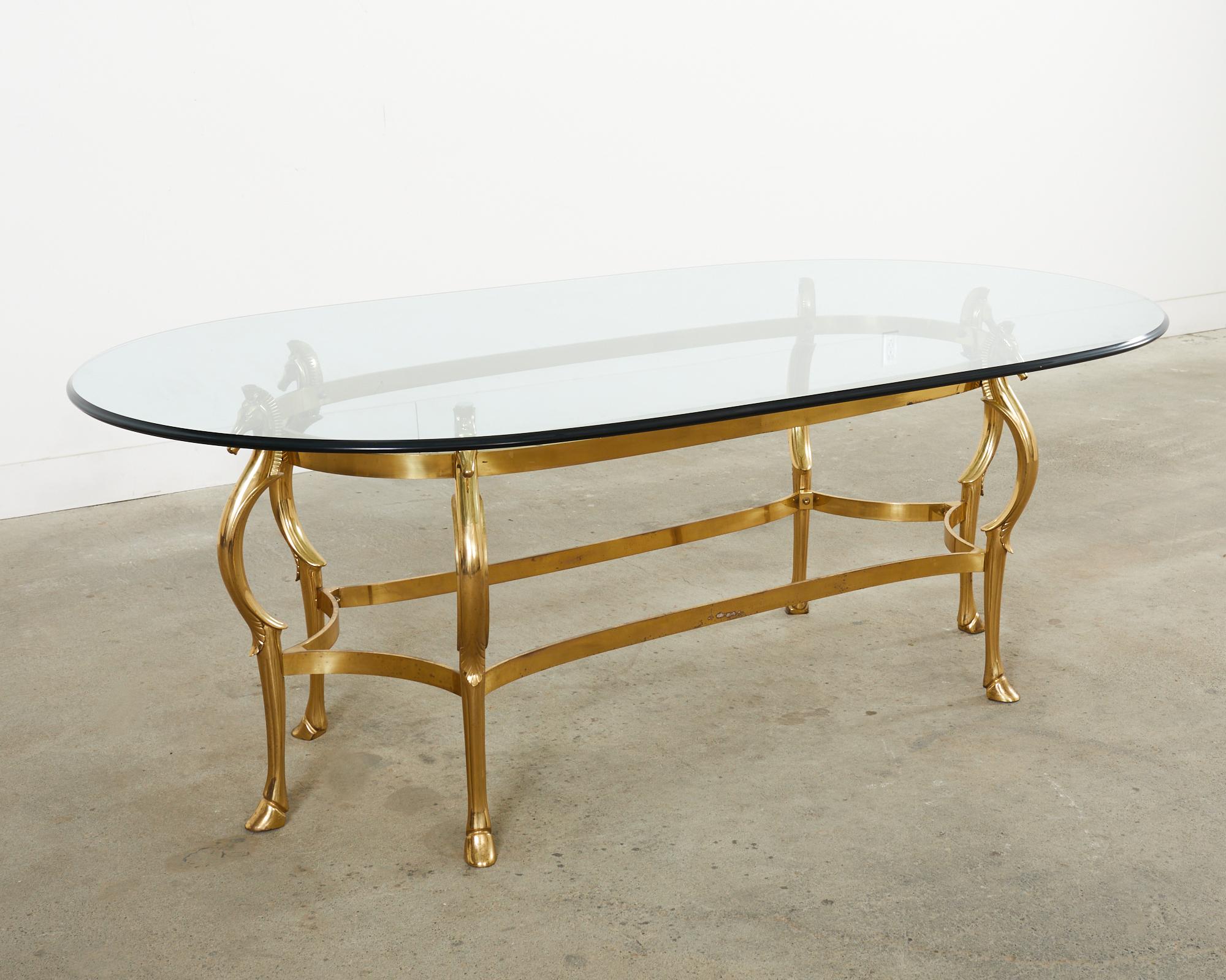 Maison Jansen Style Hollywood Regency Brass Oval Dining Table  For Sale 4