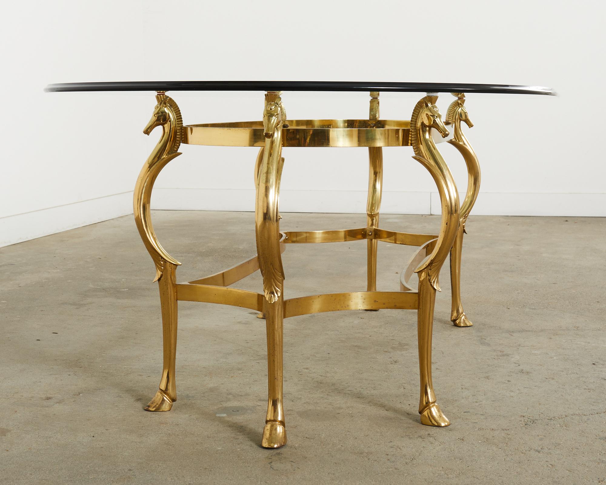 Maison Jansen Style Hollywood Regency Brass Oval Dining Table  For Sale 12