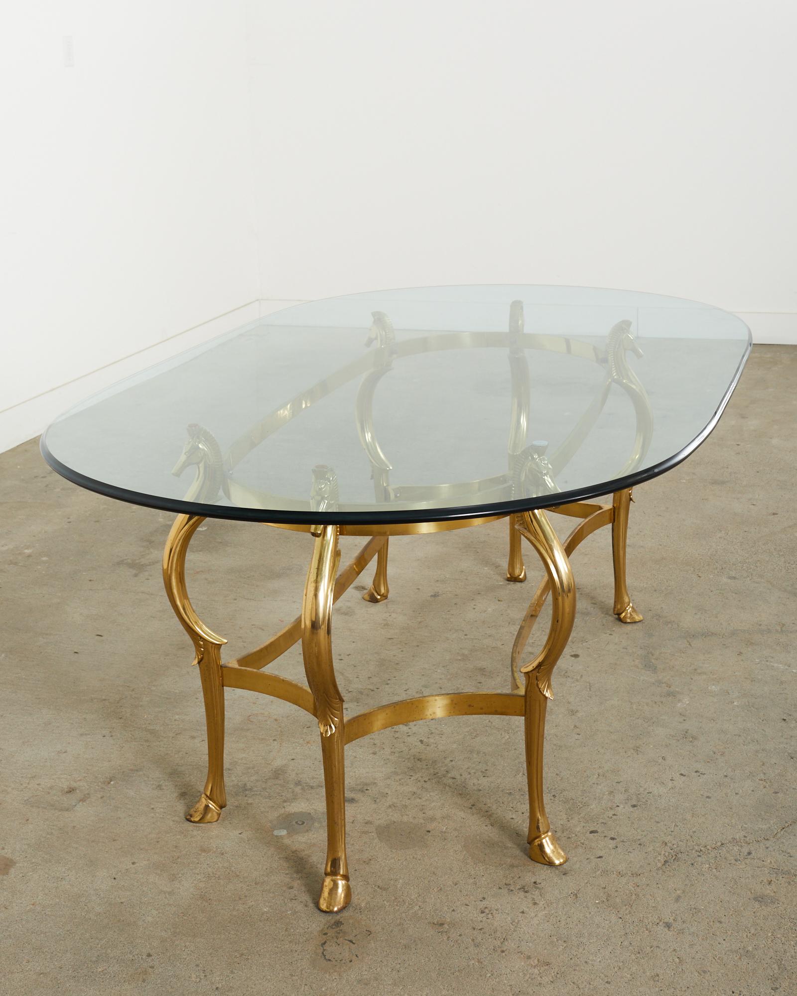 Maison Jansen Style Hollywood Regency Brass Oval Dining Table  For Sale 2