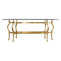 Used Maison Jansen Style Hollywood Regency Brass Oval Dining Table 