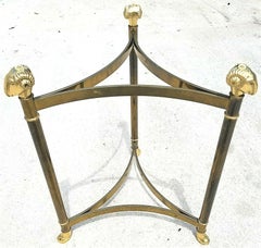 Maison Jansen Style Hollywood Regency Brass Rams Head Hoof Footed End Side Table