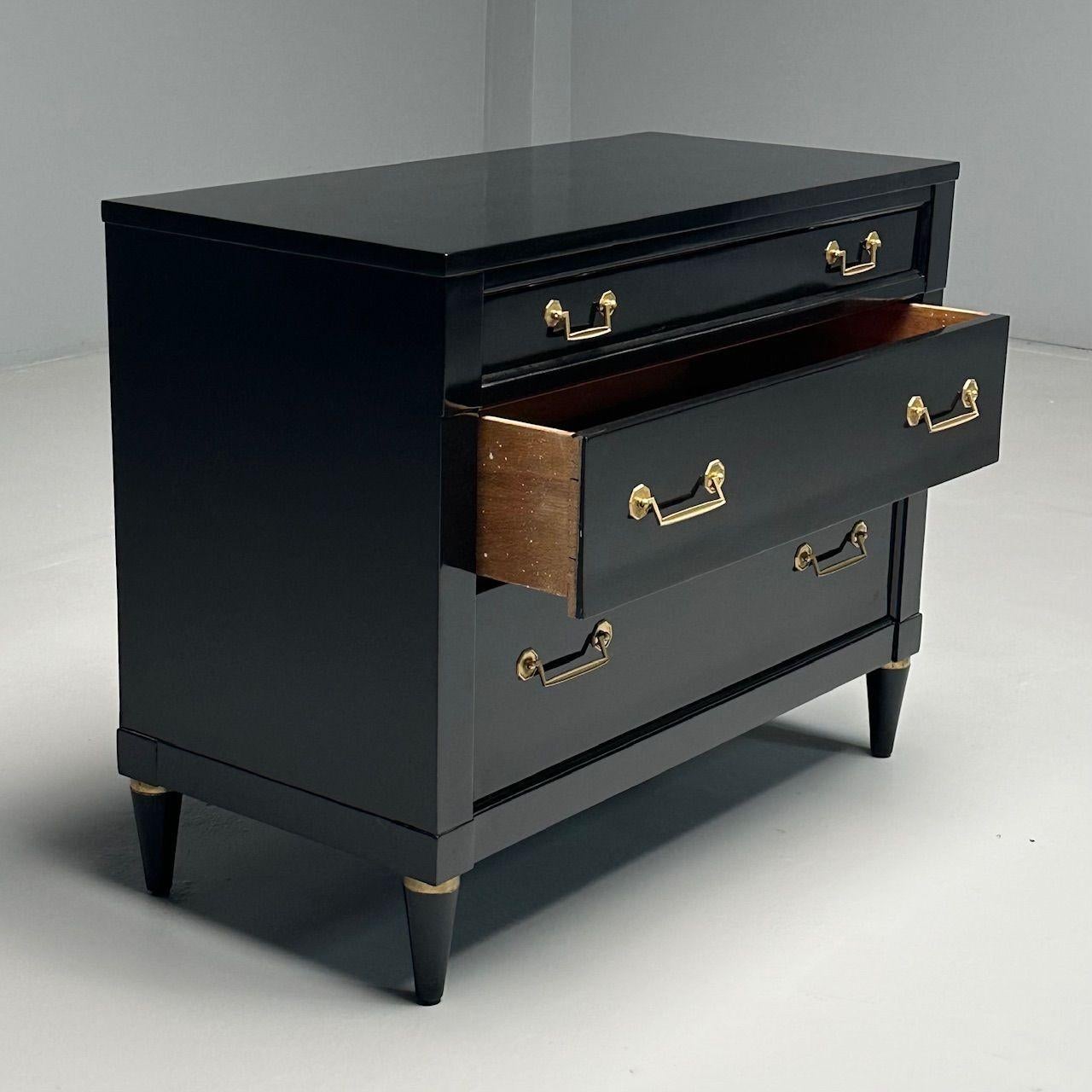 Late 20th Century Maison Jansen Style, Hollywood Regency, Chest, Black Lacquer, Bronze, 1970s