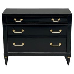 Maison Jansen Style, Hollywood Regency, Chest, Black Lacquer, Bronze, 1970s