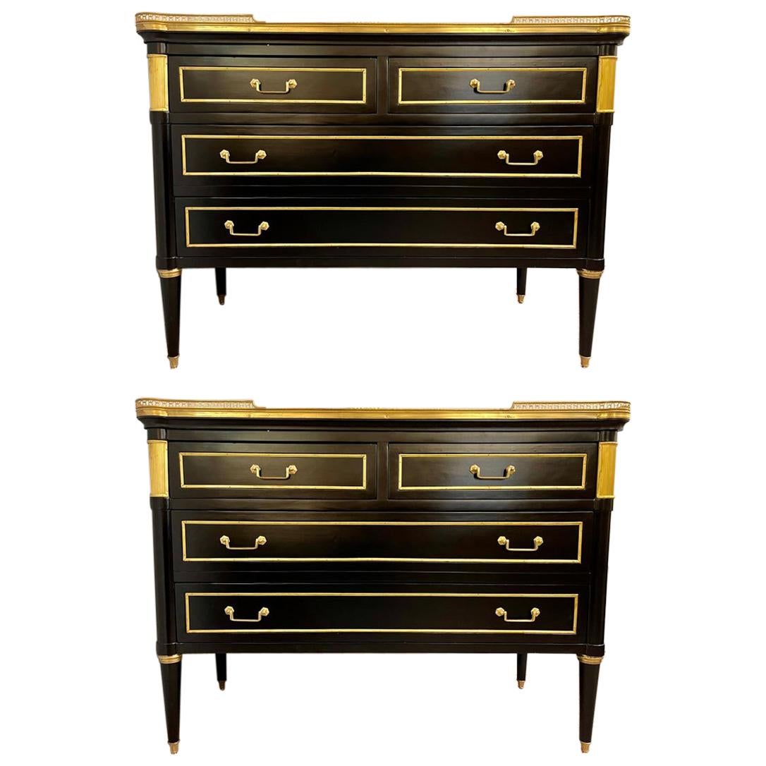 Maison Jansen Style Hollywood Regency Commodes or Chests / Nightstands a Pair